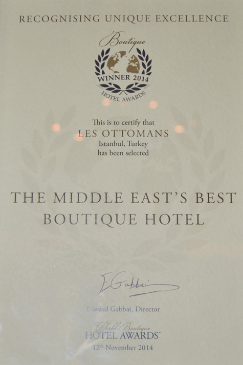 2014 - BOUTIQUE HOTEL AWARDS